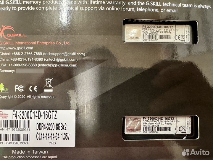 Оперативная память G.Skill ddr4 16gb 3200