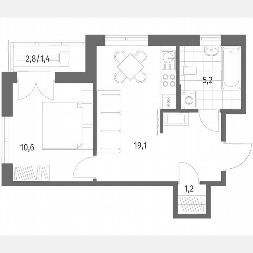 1-к. квартира, 37,9 м², 8/12 эт.