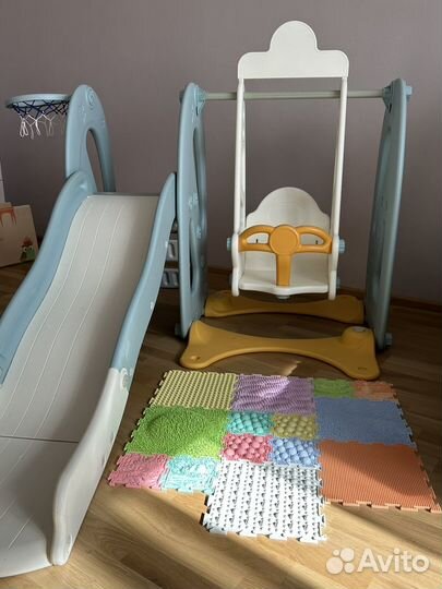 Игровой комплекс горка+качель+кольцо