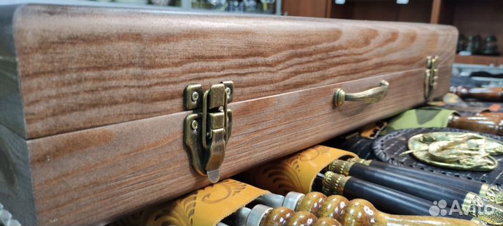 Набор шампуров большой в кейсе (в дереве)