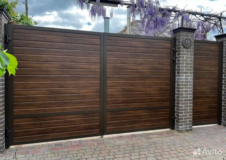 Распашные ворота m произв. Alutech установка