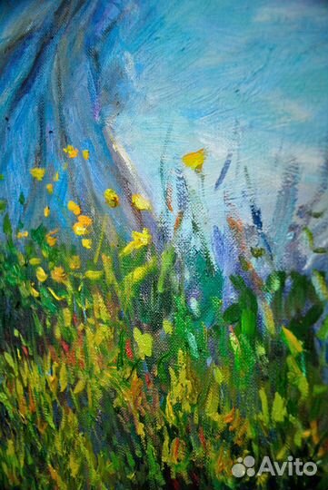 Картина маслом Моне Прогулка дама с зонтиком копия