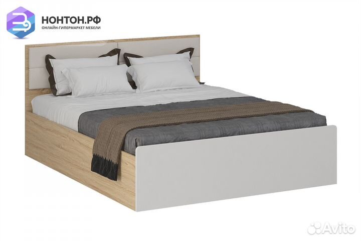 Кровать Норд 1.6 м дуб сонома / софт пломбир