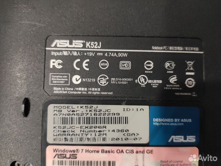 Ноутбук asus k52j