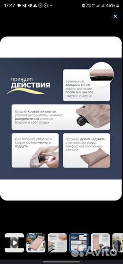 Коврик туристический самонадувающийся