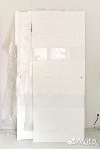 Двери межкомнатные 2шт 80см белый ясень, шпон