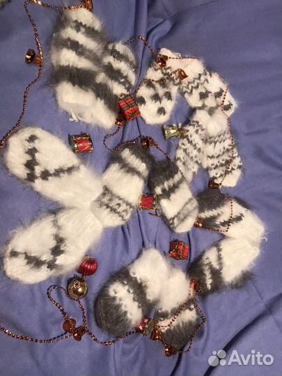 Детские варежки из кроличьего пуха