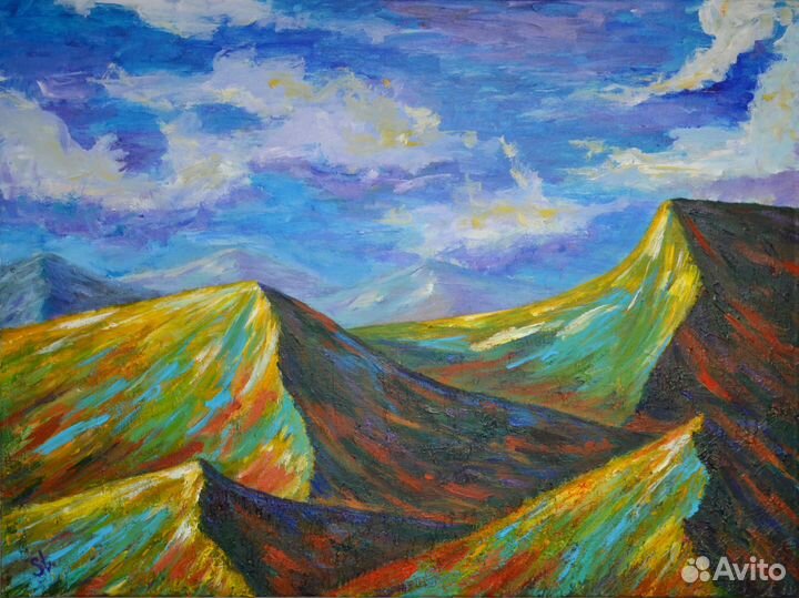 Картина акрилом - Сияние гор