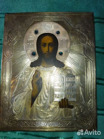 Икона. Г. Вседержитель. Оклад. Серебро. 84.1882г