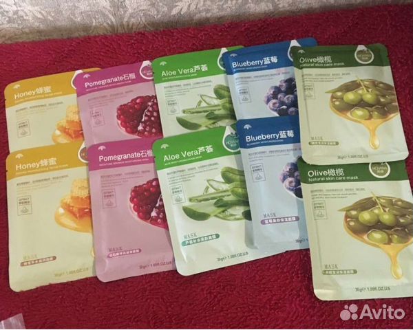 Маски тканевые, есть с разными вкусами