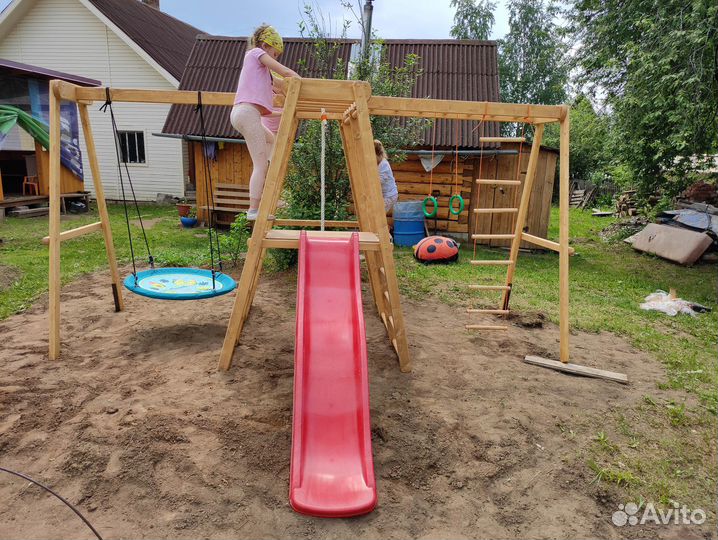 Детский комплекс для улицы с пластиковой горкой