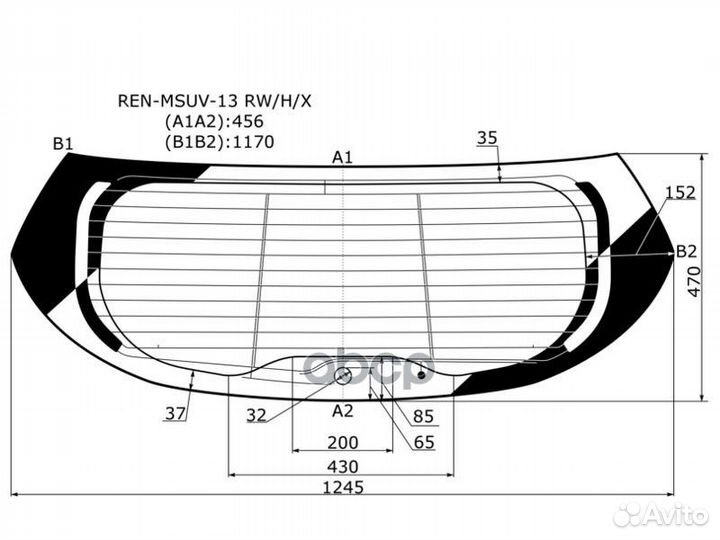 Стекло заднее с обогревом renault kaptur 5D 16