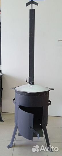 Казан с печью 12л с дымоходом