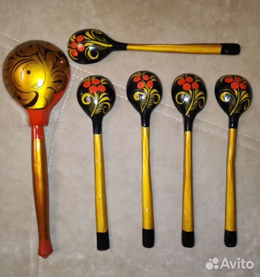 Ложки Хохлома, лопатки, вилки телескопические, кру