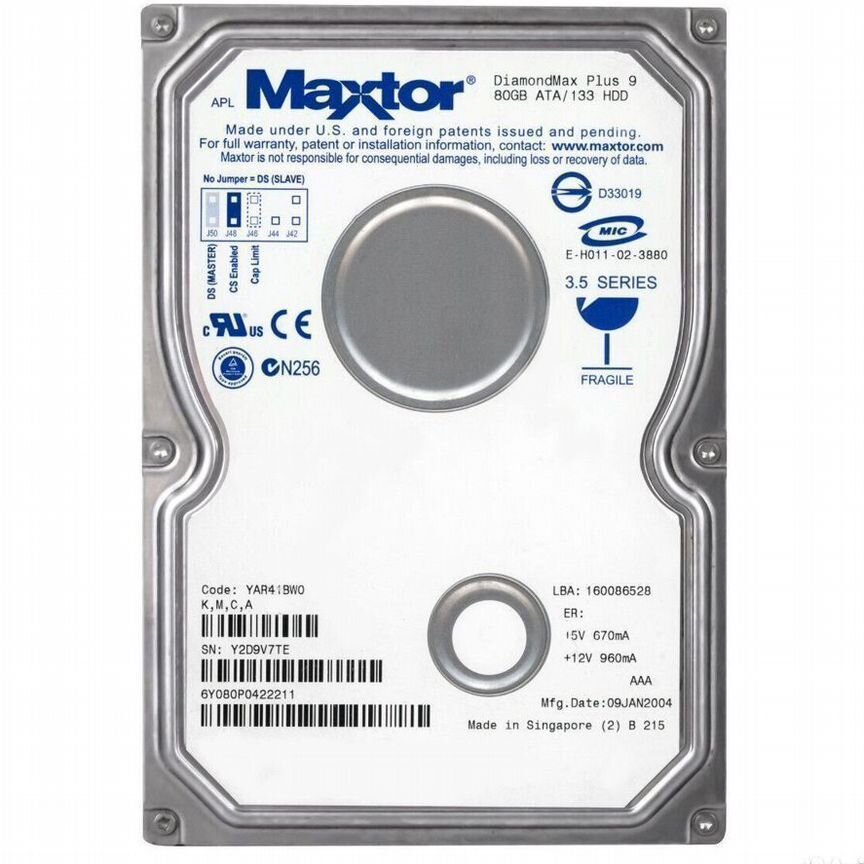 [6Y080P0] Жесткий Диск Maxtor 80gb Ide 3.5" 6y080p0