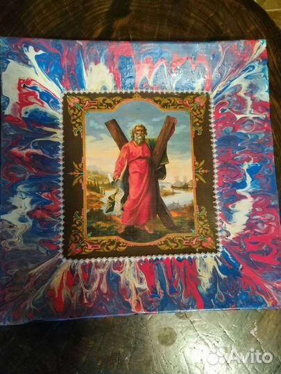 Тарелка (стекло, декупаж, ручная роспись)