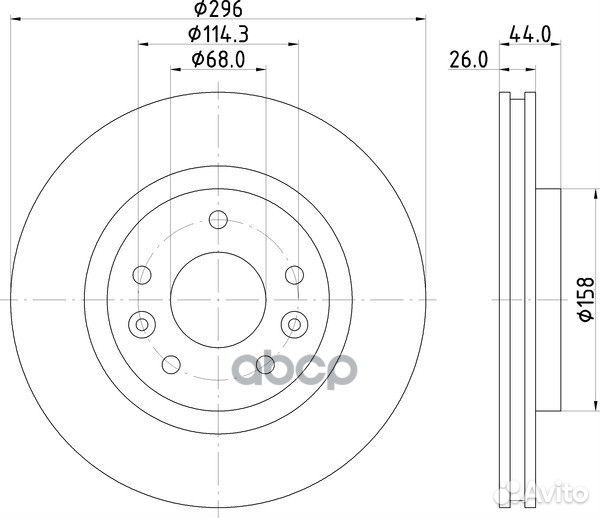 Диск тормозной передний 296x26 5 отв. с покры
