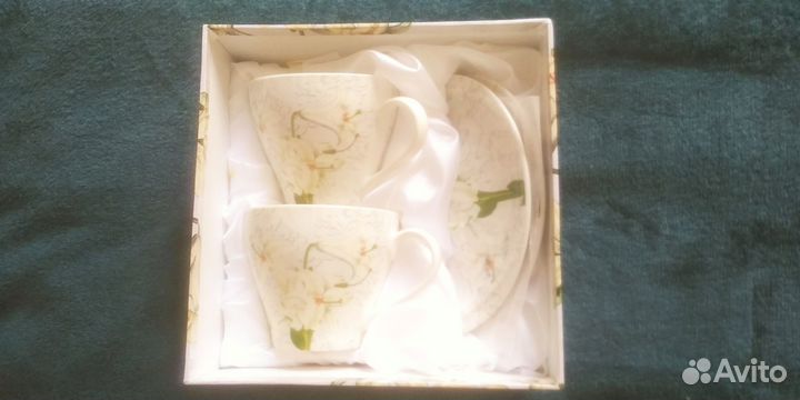 Чайный набор фарфор 2 чашки + 2 блюдца