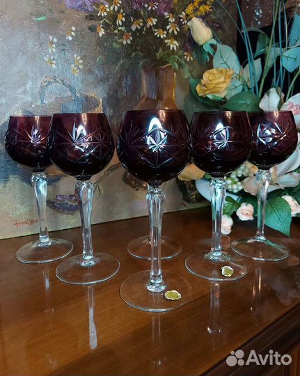 Фужеры, Бокалы хрусталь, Чехословакия,Винтаж