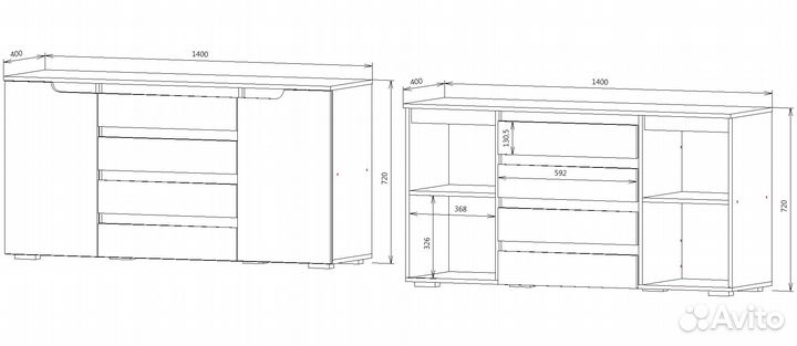 Комод с ящиками Космо на заказ любой размер