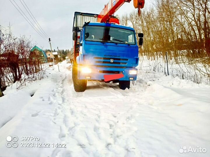 Аренда и услуги манипулятора-вездехода, стрела 20 м, борт 7 т, 7.7 м
