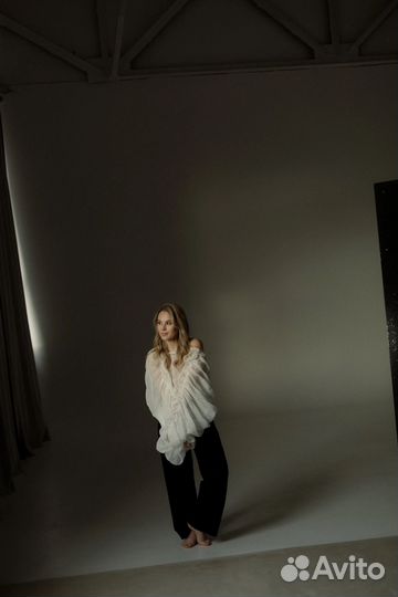 Женская шифоновая блузка с пышными рукавами