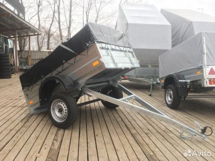 Прицеп - самосвал с ложементами для лодки