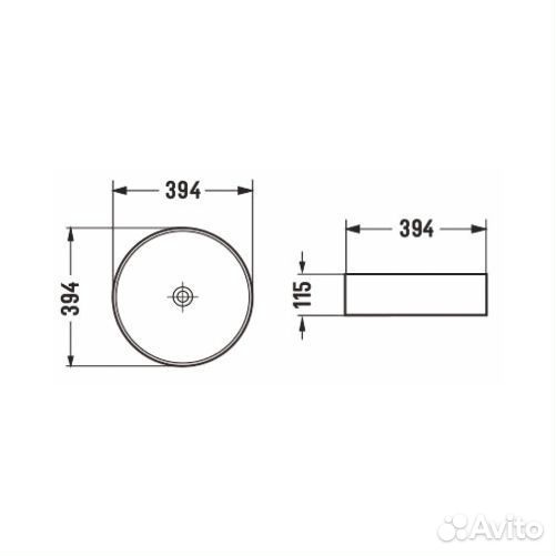 Раковина накладная D394мм. черный матовый