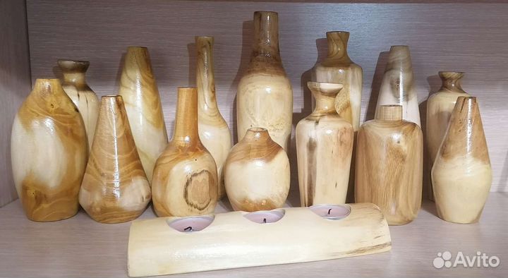 Интерьерная ваза из дерева