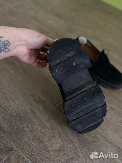 Лоферы натуральная кожа 38 черные