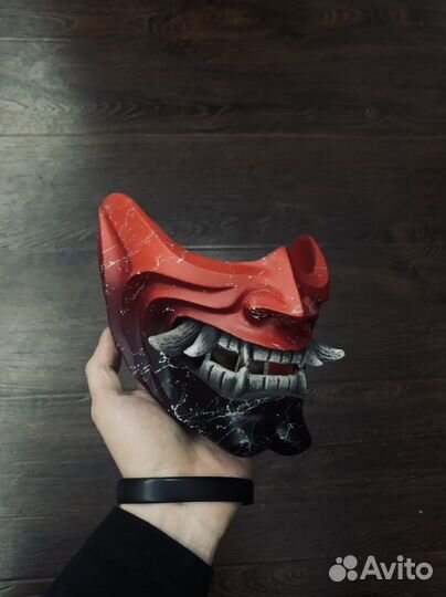 Японская самурайская маска «Мэнгу» (ручная работа)