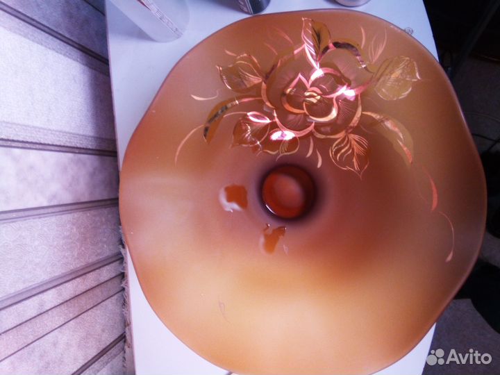 Вазы цветное стекло позолота роспись Богемия