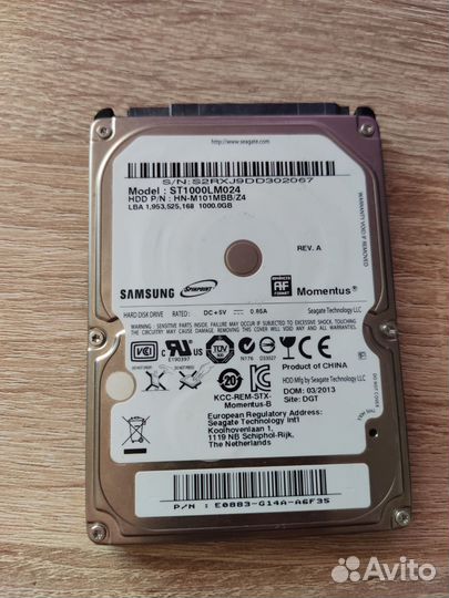 Жесткий диск для ноутбука 1 тб Samsung