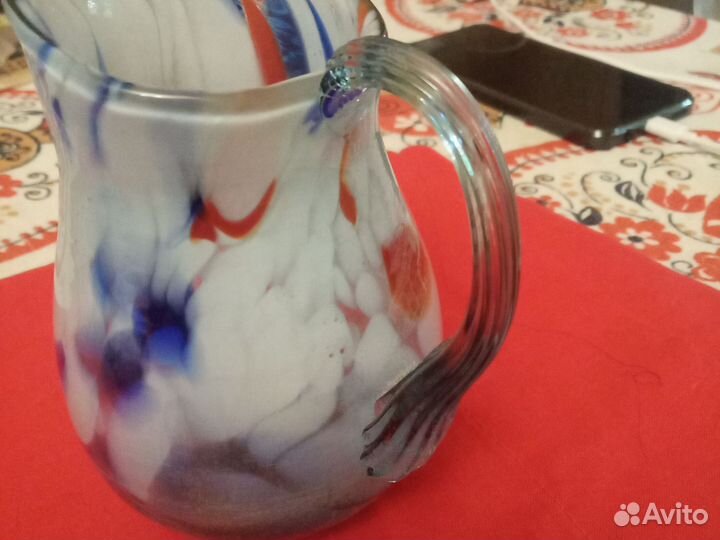 Кувшинчик цветное стекло СССР маленький