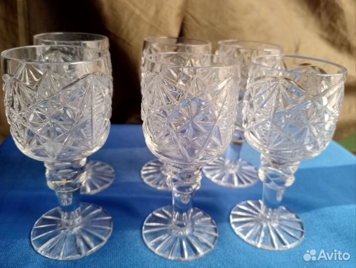 Винтажные хрустальные рюмки грань СССР 60е года