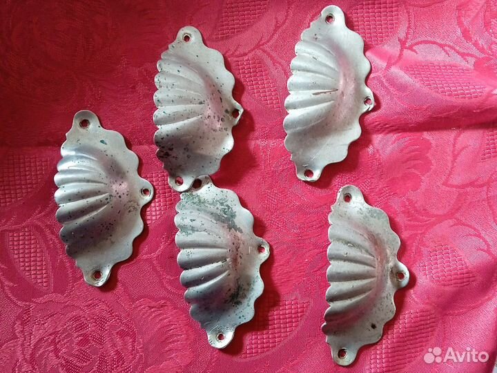 Мебельные ручки ракушки, 5 шт. 1962 год