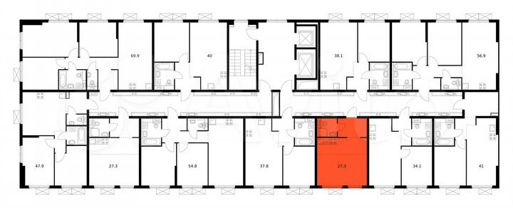 Квартира-студия, 27,3 м², 13/16 эт.