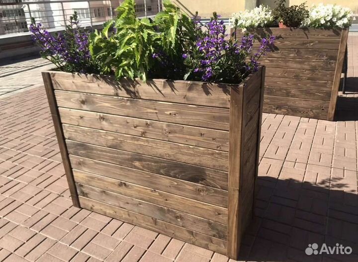 Деревянные уличные кашпо вазоны цветы