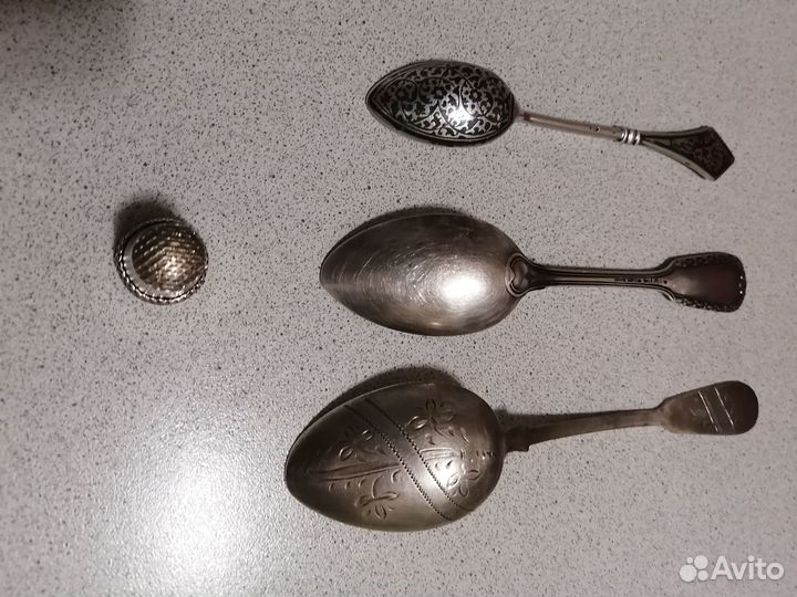 Серебро 875, ложки, наперсток