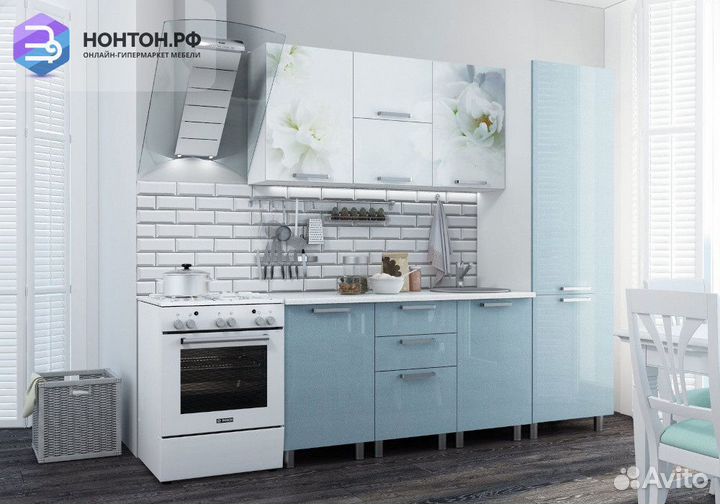 Кухня Бьянка 2.1 м голубые блестки