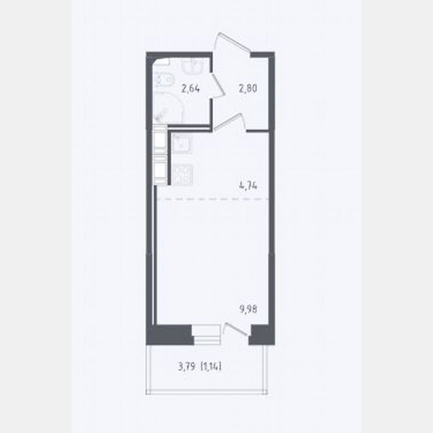 Квартира-студия, 21,3 м², 11/11 эт.