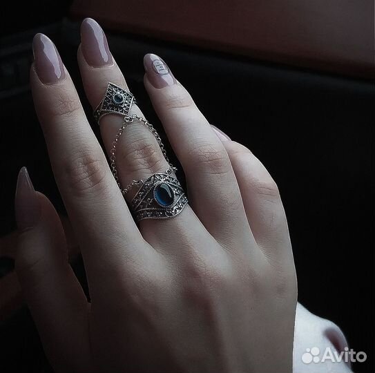 Серебряные кольца на весь палец браслет слейв