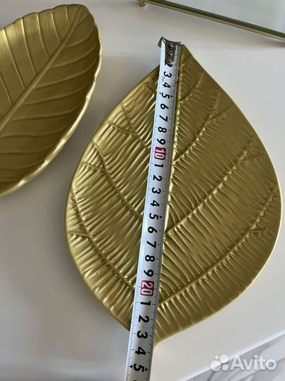 Декоративные тарелки лист золото