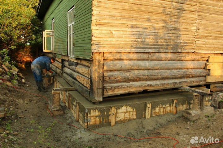 Ремонт фундамента и подъем дома