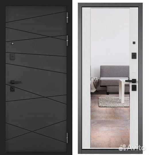 Металлические двери с зеркалом