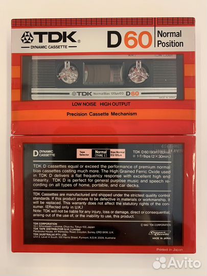 Аудиокассеты TDK D 60. блок. japan. 1982 год