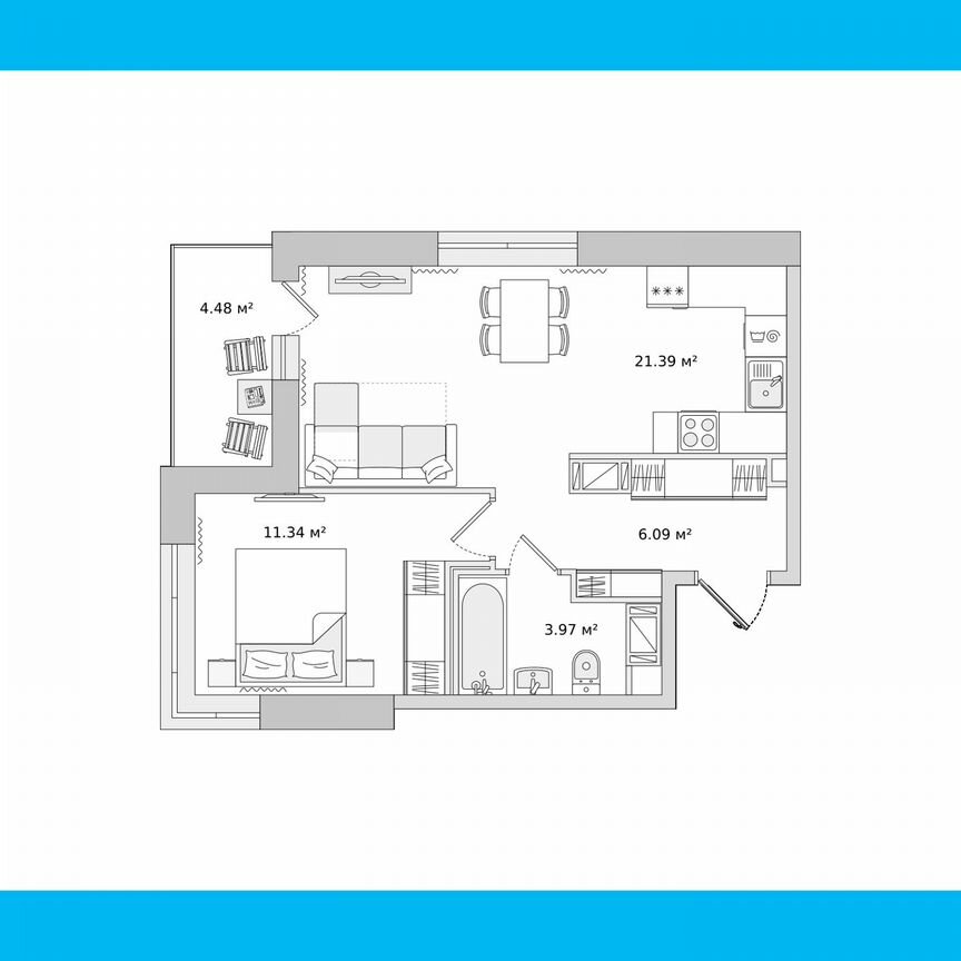 1-к. квартира, 43,5 м², 12/17 эт.