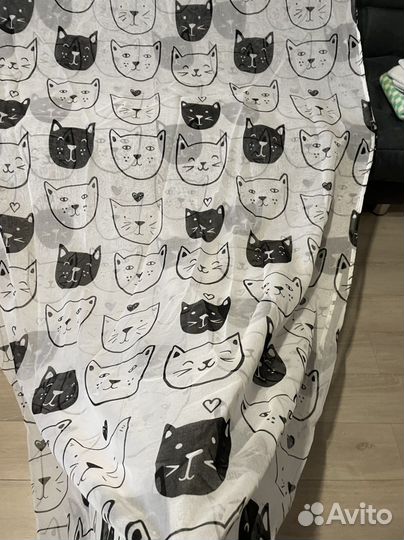 Тюль шторы котики новая на ленте 3метра