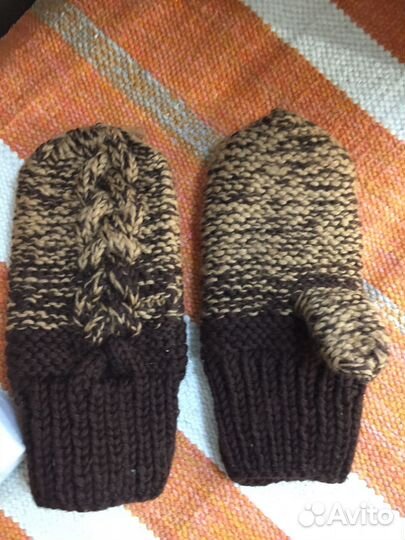 Шапка+снуд+варежки шерсть 100