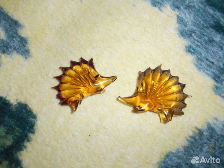 Ежики из стекла СССР- 2 шт